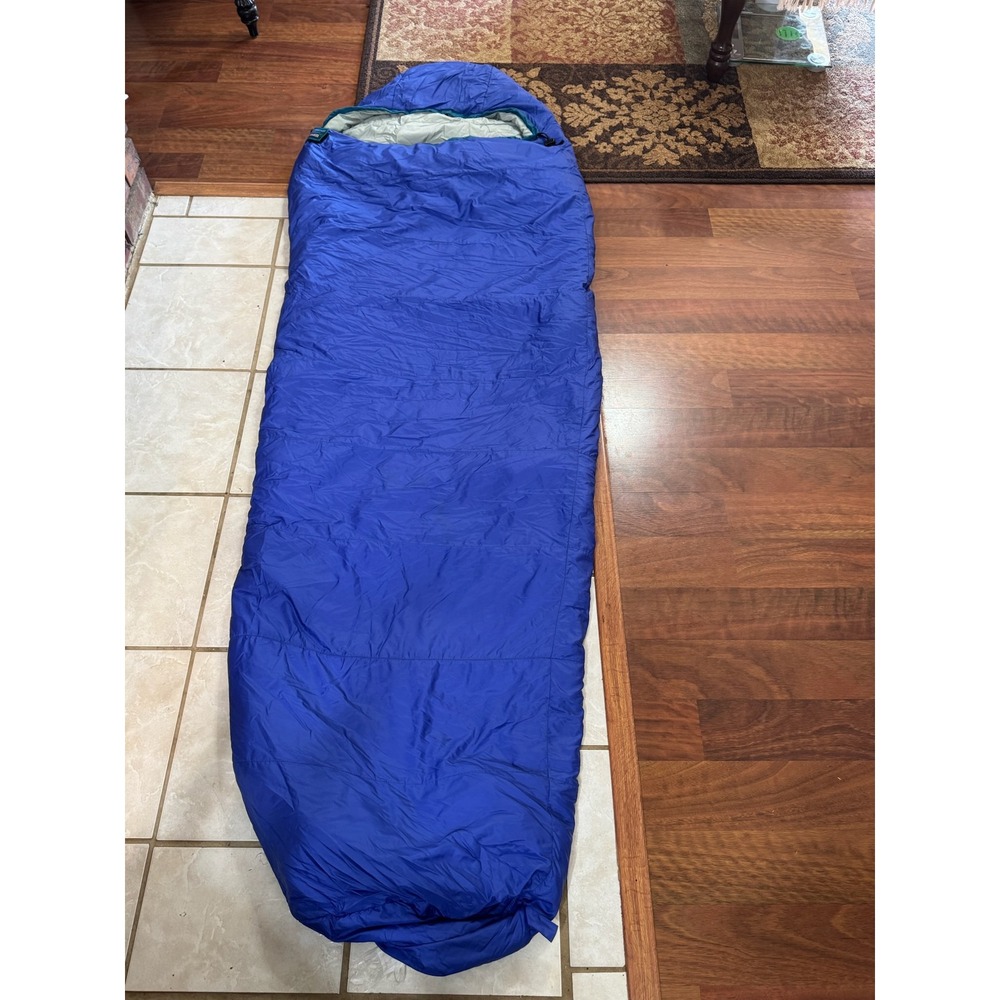 Vintage LL Bean Mummy Sleeping Bag Blue Teal Hooded Camping Backpacking Retro